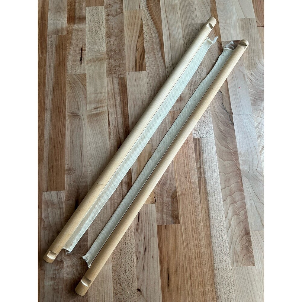 Set of 2 Wooden Scroll Rods with Webbing & Notches 23" Needlepoint Embroidery